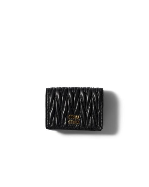 Miu Miu Black Small Matelassé Nappa Leather Wallet