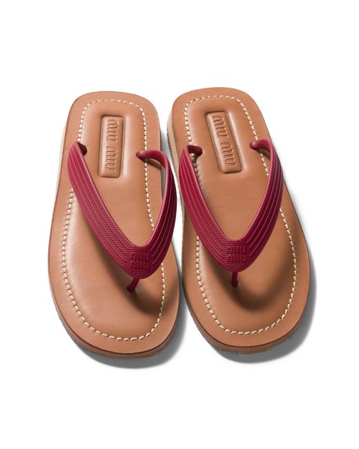 Miu Miu Red Thong Sandals