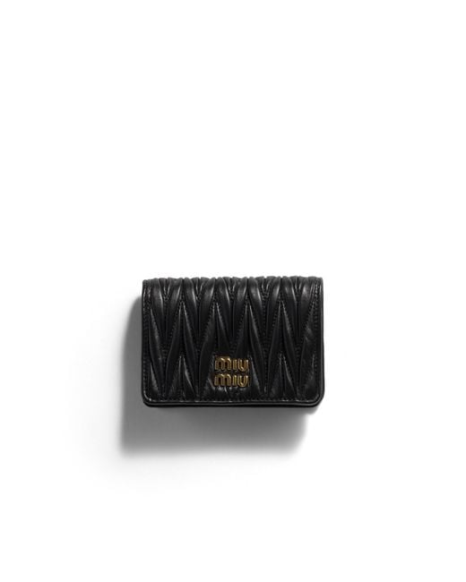 Miu Miu Black Small Matelassé Nappa Leather Wallet