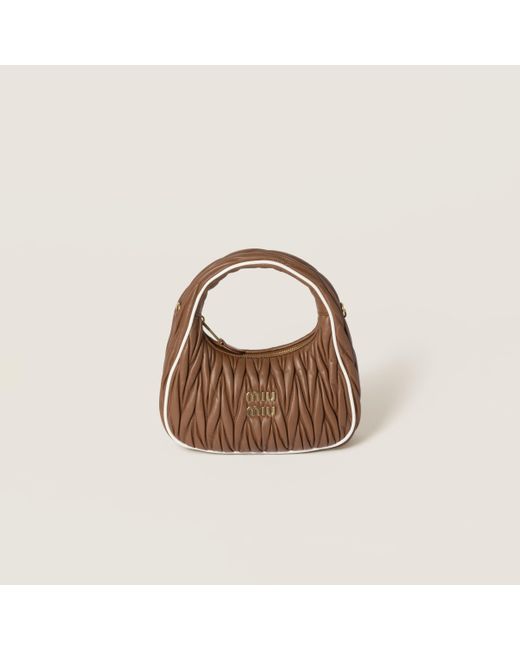 Miu Miu Brown Wander Matelassé Nappa Leather Bag