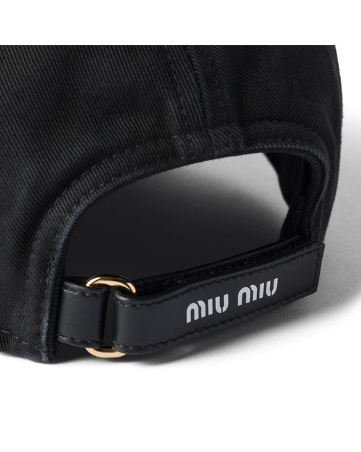 Miu Miu Black Drill Baseball Cap