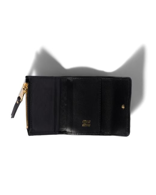 Miu Miu Black Matelassé Nappa Leather Small Wallet