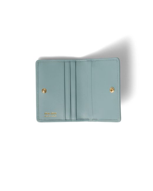 Miu Miu Blue Matelassé Nappa Leather Card Holder