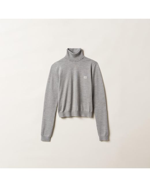 Miu Miu Gray Cashmere And Silk Sweater
