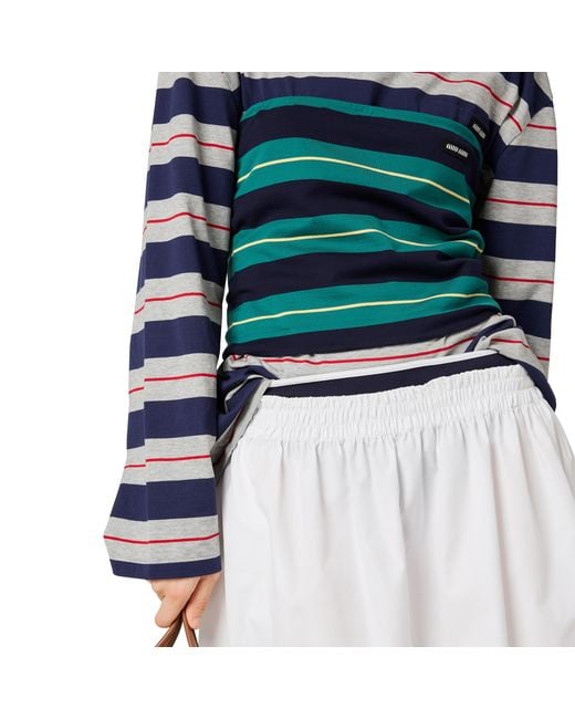 Miu Miu Blue Striped Jersey T-Shirt