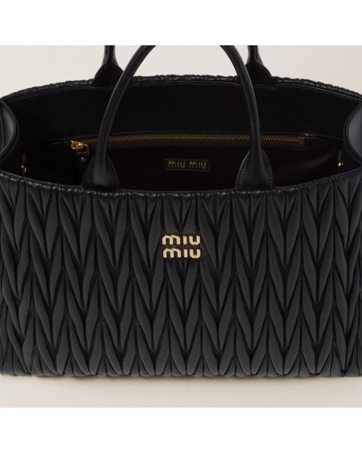 Miu Miu Black Nappa Leather Shopping Bag