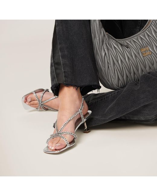 Miu Miu Metallic Leather Sandals