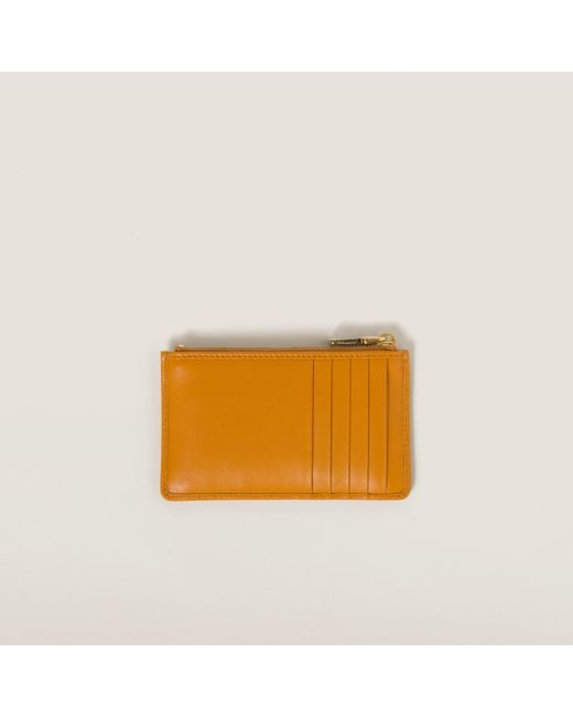 Miu Miu Orange Leather Envelope Wallet