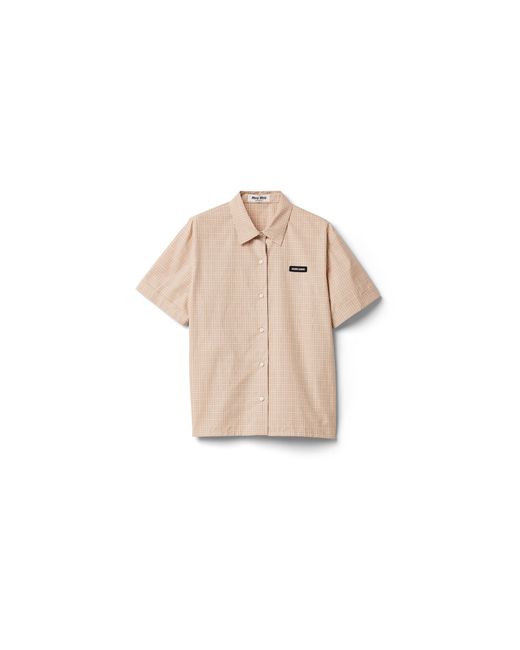 Miu Miu Natural Checked Poplin Shirt