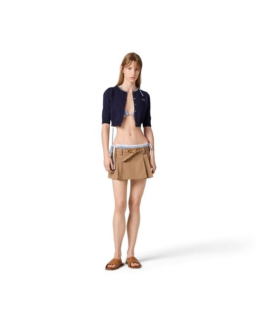 Miu Miu Blue Cotton Cropped Cardigan