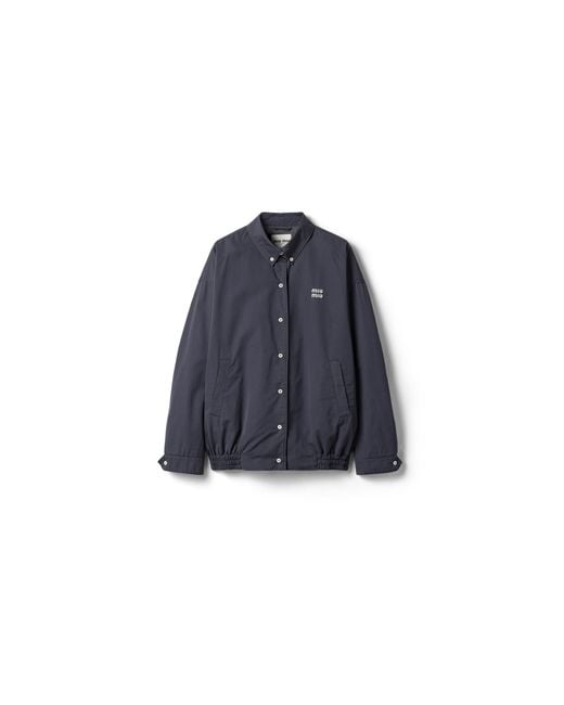 Miu Miu Blue Old Poplin Blouson Jacket
