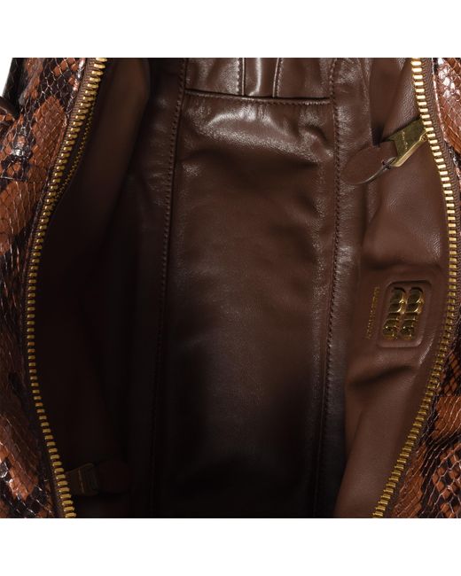 Miu Miu Brown Beau Python-Printed Ayers Leather Bag