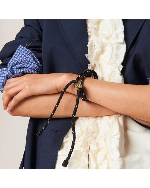 Miu Miu Black Cord And Nylon Bracelet