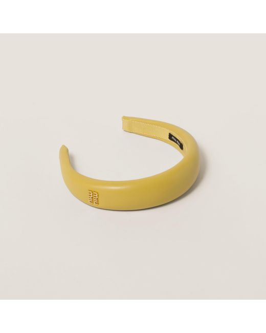 Miu Miu Yellow Nappa Leather Headband