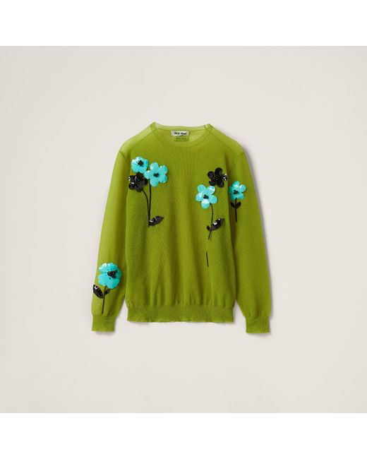 Miu Miu Green Nylon Sweater