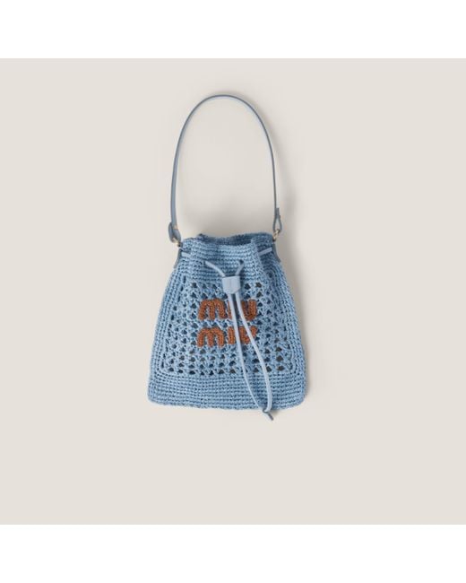 Miu Miu Blue Woven Fabric Mini-Bag