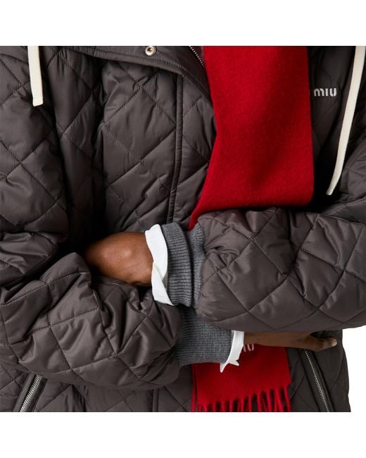 Miu Miu Brown Technical Pongé Down Jacket