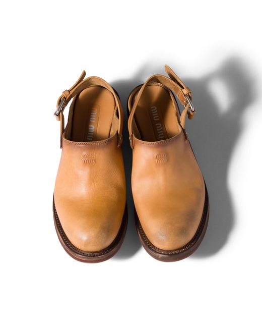 Miu Miu Brown Foule Leather Mules