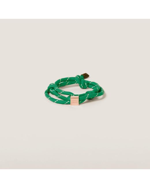 Miu Miu Green Cord And Nylon Bracelet