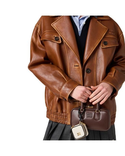 Miu Miu Brown Nappa Leather Jacket