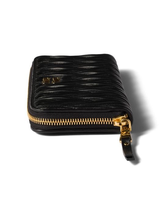 Miu Miu Black Large Matelassé Nappa Leather Wallet