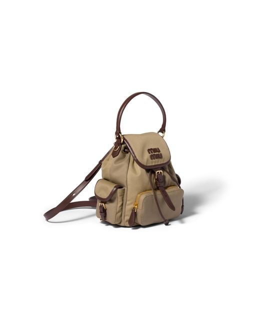 Miu Miu Brown Chino And Leather Backpack
