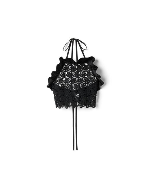Miu Miu Black Macramé Pinafore Top