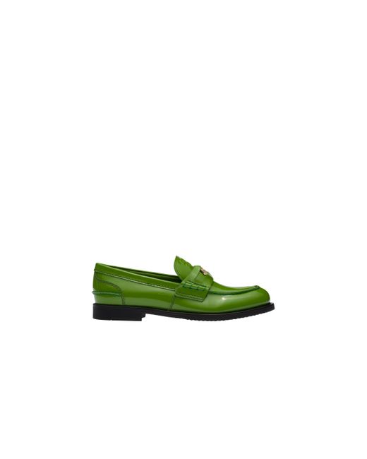 Miu Miu Green Patent Leather Penny Loafers