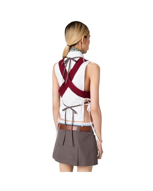 Miu Miu Gray Poplin Apron Top