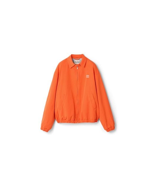 Miu Miu Orange Washed Poplin Blouson Jacket