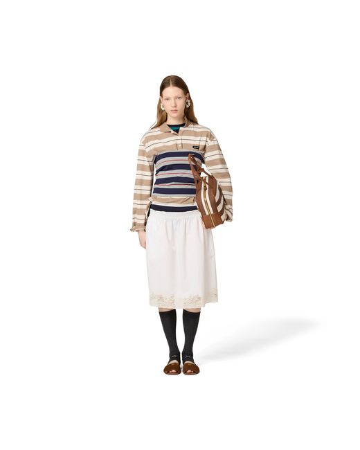 Miu Miu Natural Cotton Jersey Polo Shirt