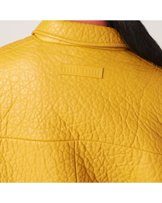 Miu Miu Yellow Nappa Leather Jacket