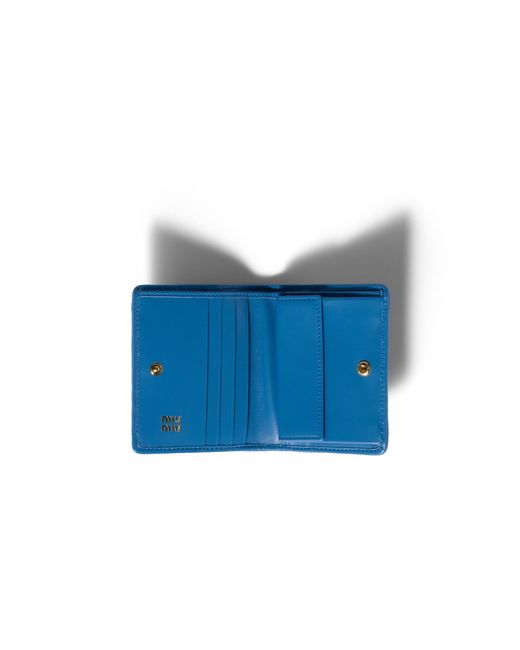 Miu Miu Blue Small Matelassé Nappa Leather Wallet