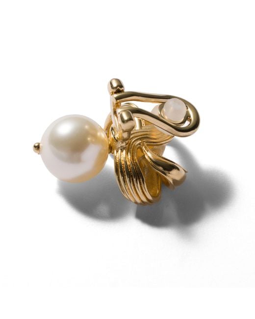 Miu Miu Metallic Metal And Pearl Earrings