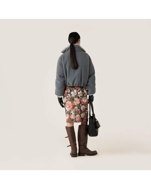 Miu Miu Gray Fleece Down Jacket