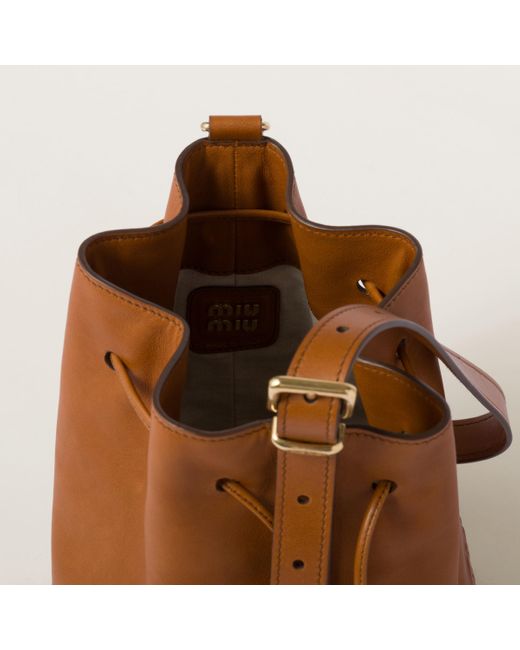 Miu Miu Brown Leather Bucket Bag