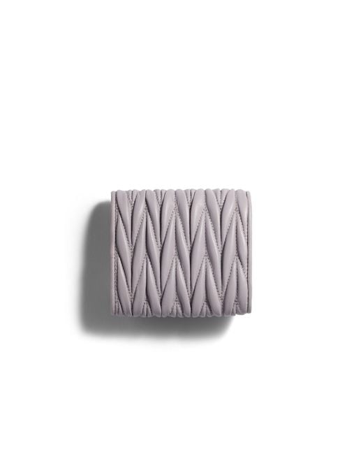 Miu Miu White Small Matelassé Nappa Leather Wallet