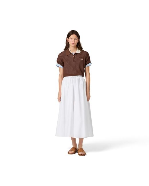 Miu Miu White Poplin Maxi-Skirt
