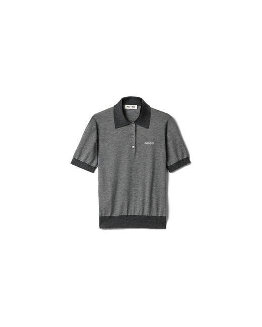 Miu Miu Gray Cashmere And Silk Polo Shirt