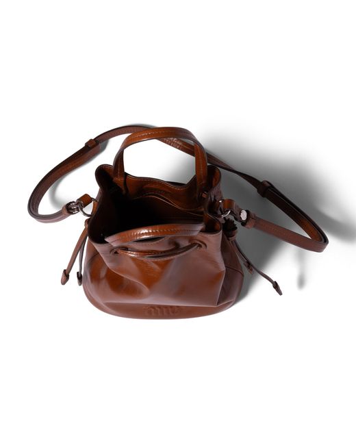 Miu Miu Brown Shiny Leather Pouch