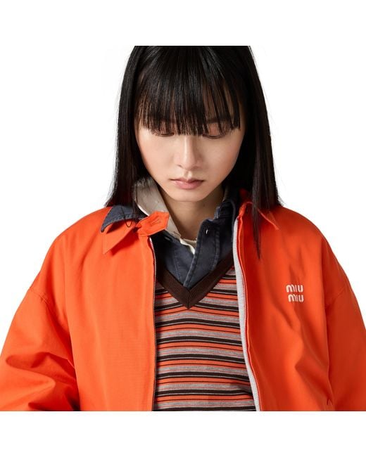 Miu Miu Orange Washed Poplin Blouson Jacket