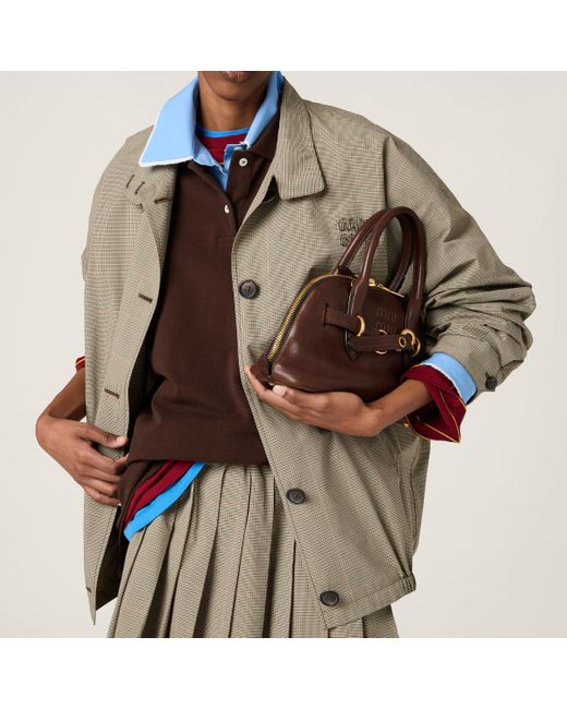 Check Technical Jacket Miu Miu Technical Check Blouson Jacket in Natural | Lyst
