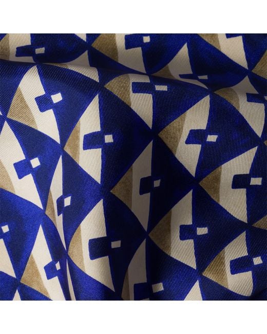 Miu Miu Blue Printed Silk Scarf