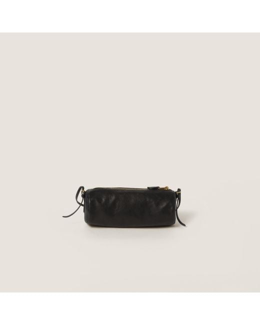 ポーチ MIU MIU LEATHER POUCH Black Nappa Leather Pouch | Miu Miu