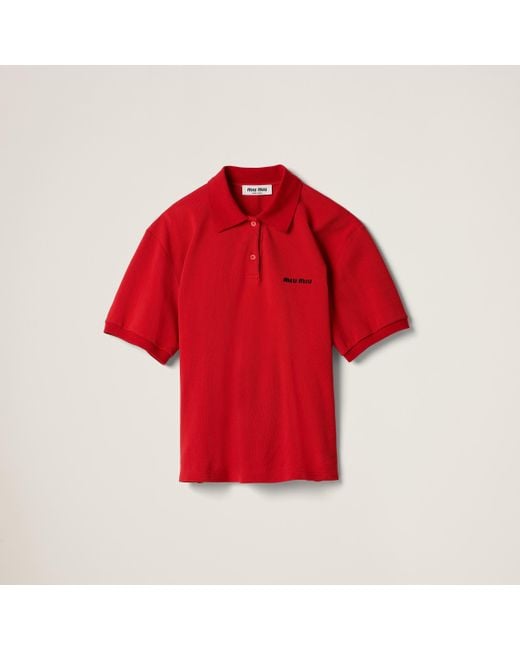 Miu Miu Red Cotton Piqué Polo Shirt