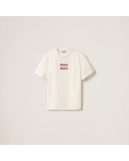 Miu Miu Natural Jersey T-Shirt