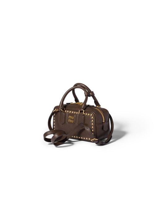 Miu Miu Brown Arcadie Studded Leather Bag