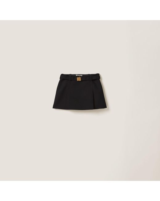 Miu Miu Black Grain De Poudre Miniskirt