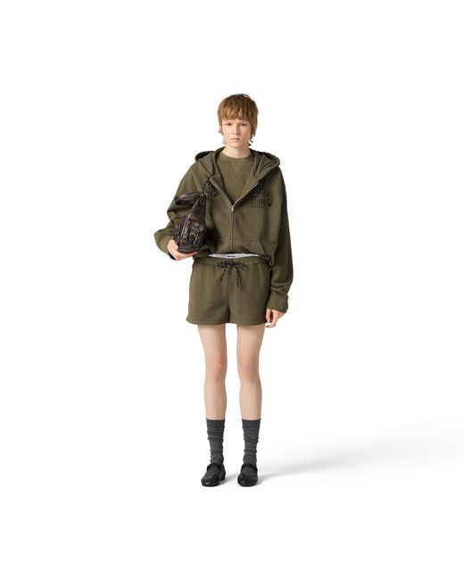 Miu Miu Green Garment-Dyed Hoodie Jacket