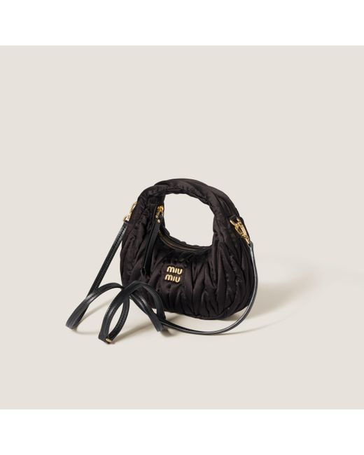 Miu Miu Black Wander Matelassé Silk Mini-Bag